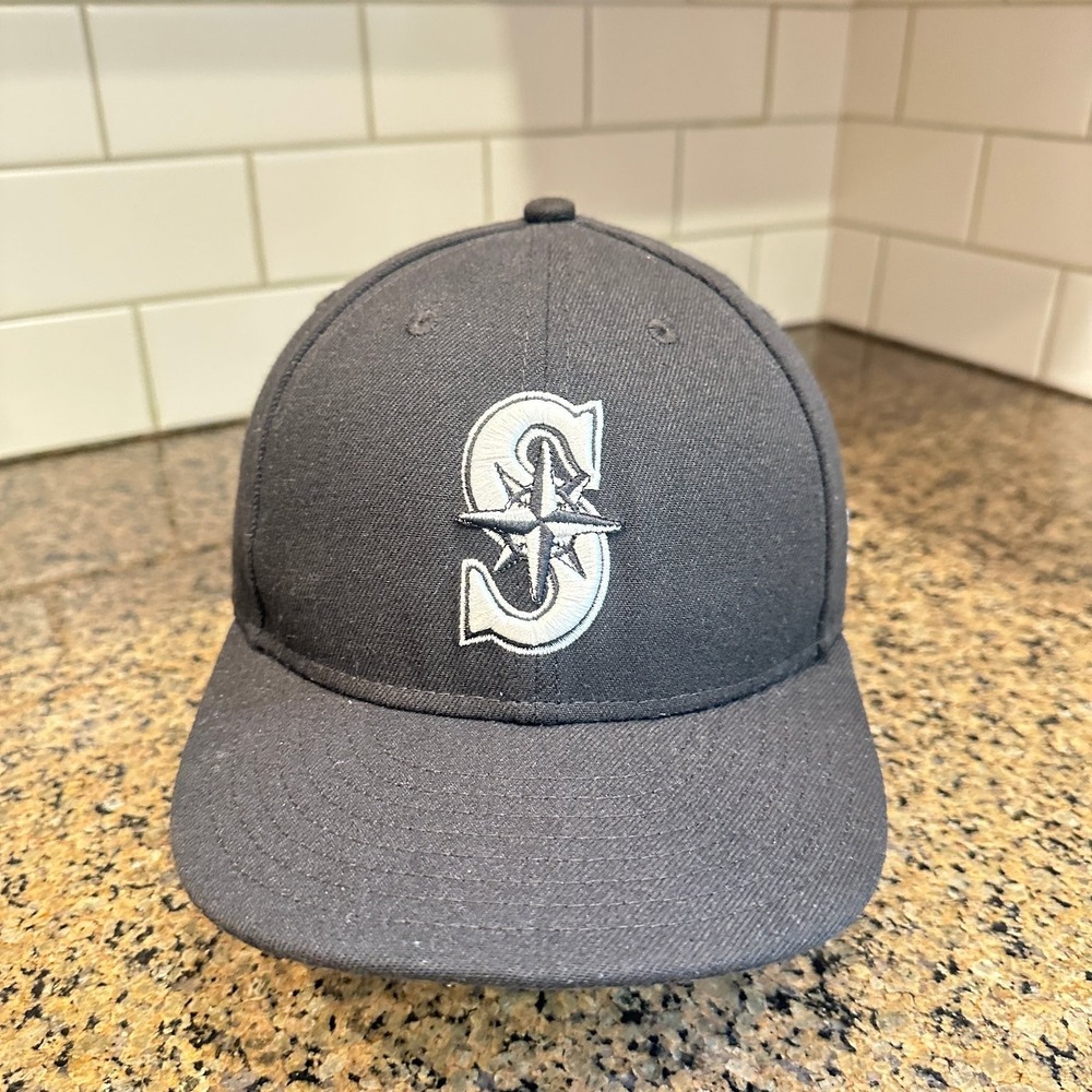Seattle Mariners New Era 59FIFTY Fitted Hat Men 7 3/8 Black Polyester